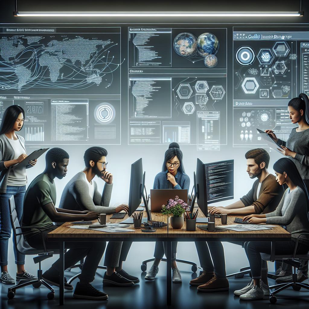 "Diverse tech team working"