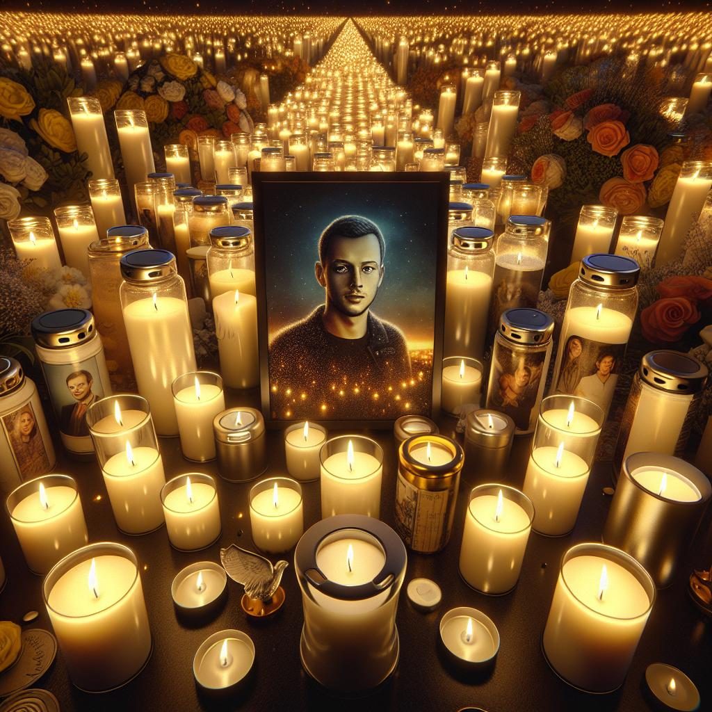 Candlelight vigil tribute portrait.