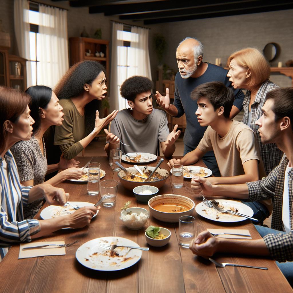 Family argument around table