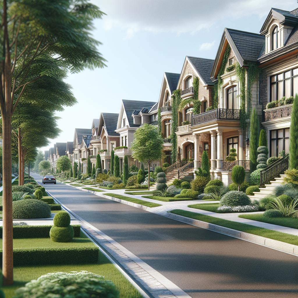 Luxury suburban homes neighborhood