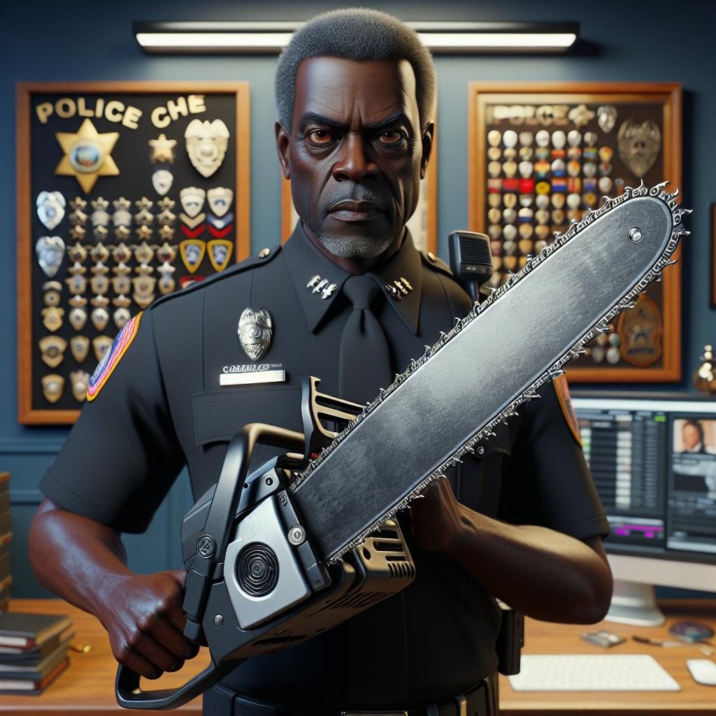 Police Chief with Chainsaw