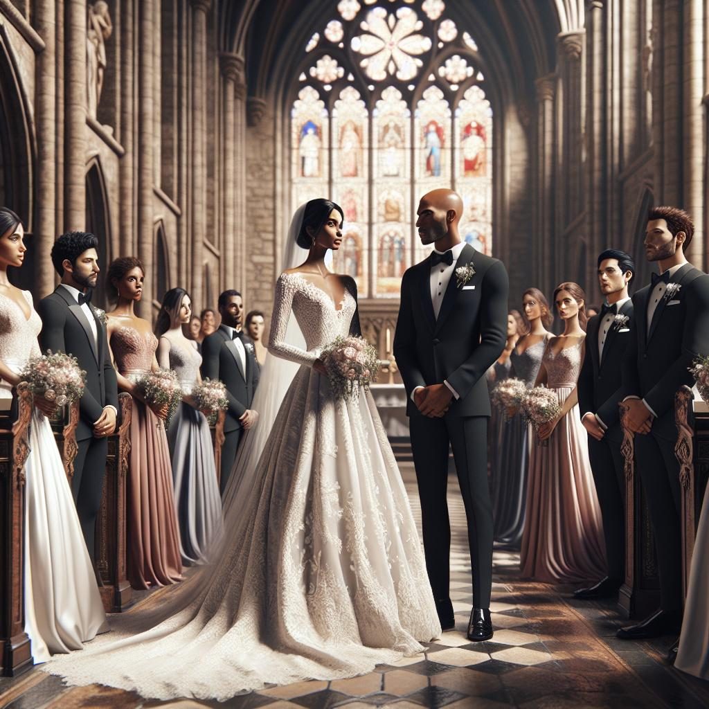 Wedding in historic church.