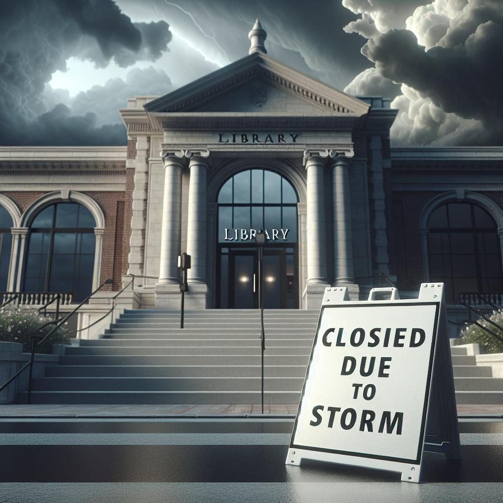 Library storm closure sign