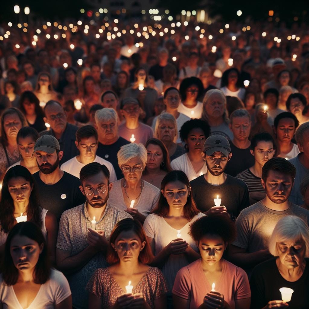 Grief-stricken community vigil.