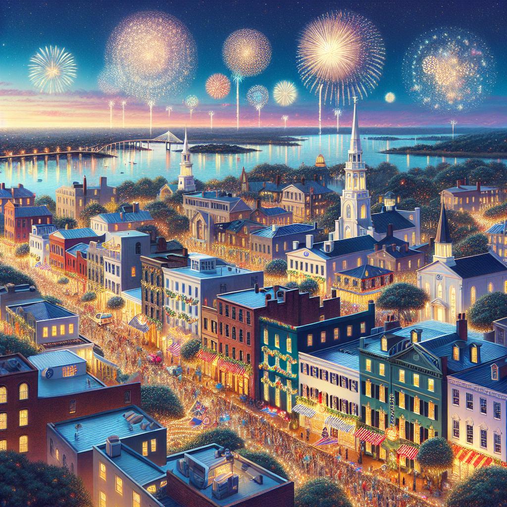 Festive Charleston Cityscape Illustration.