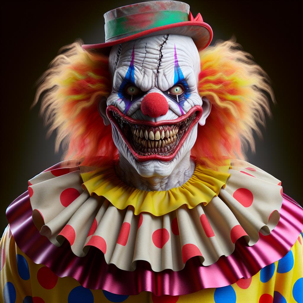 Creepy carnival clown portrait.