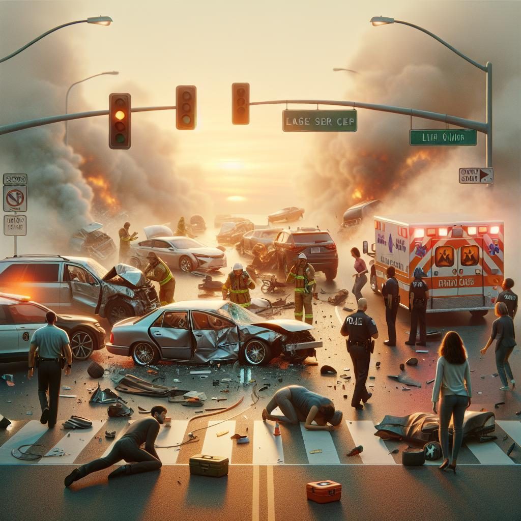 Car crash aftermath scene