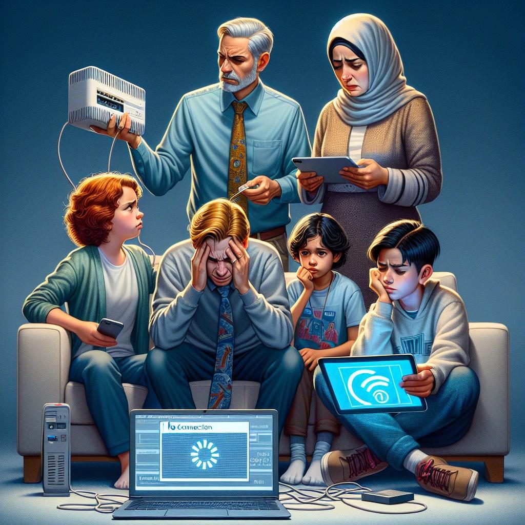 Frustrated family without internet.