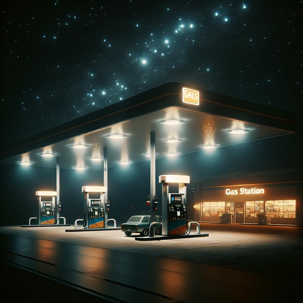 Gas station at night