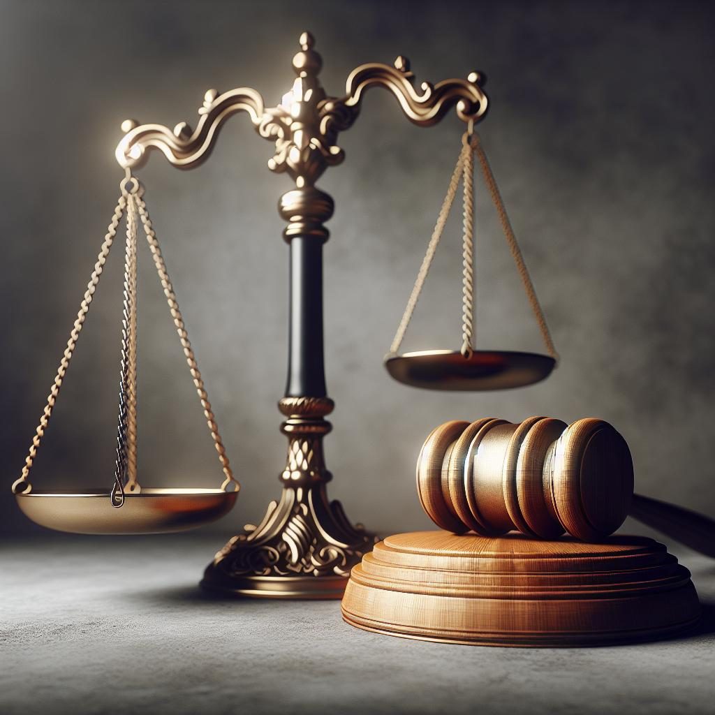 Legal scales and gavel