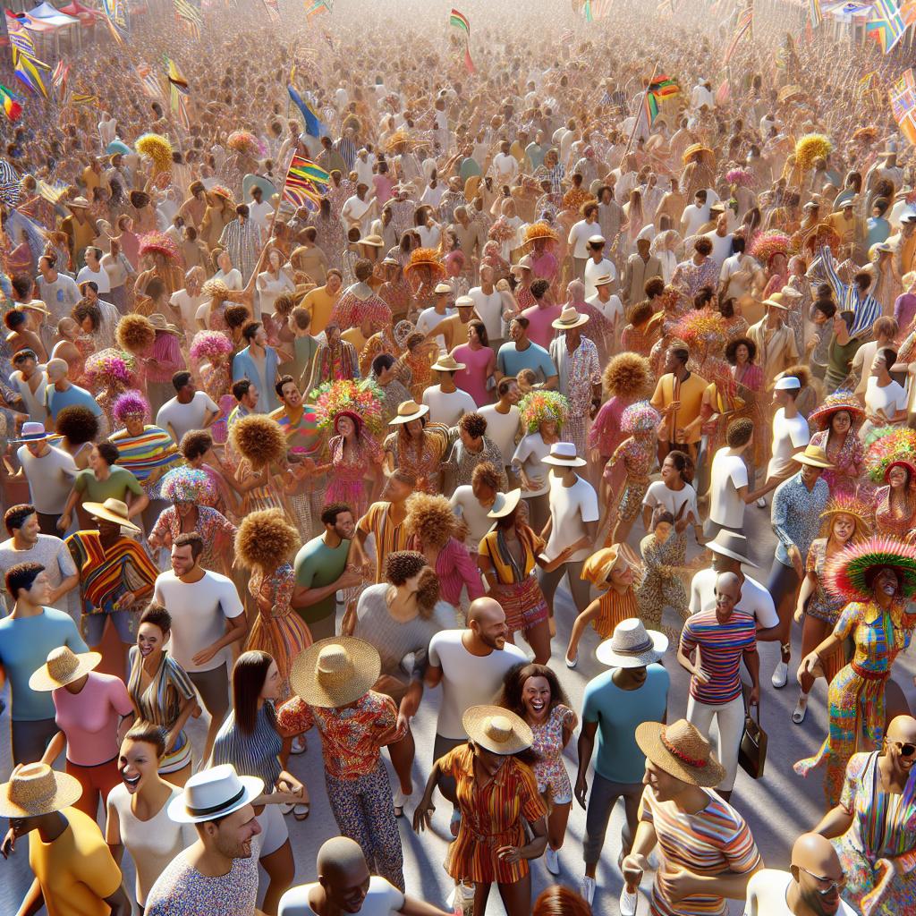 Colorful festival crowd