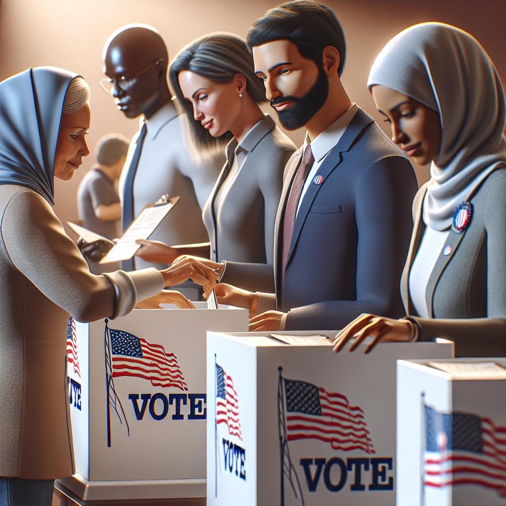 Voting booth volunteers