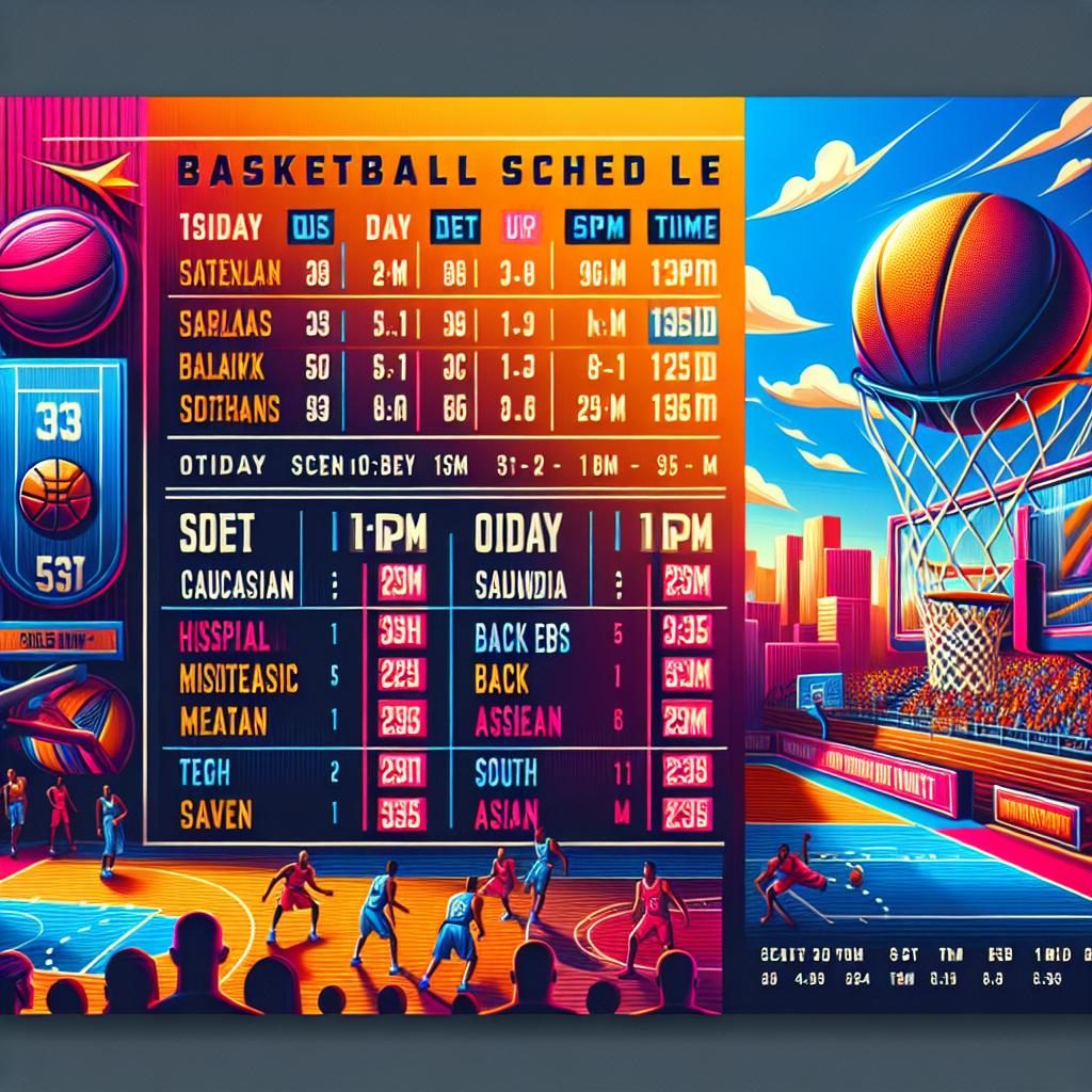 Basketball schedule announcement design.