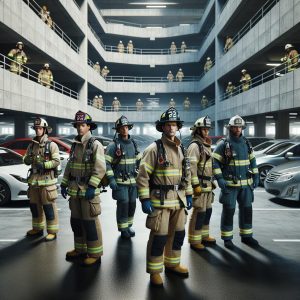 Firefighters at Parking Garage