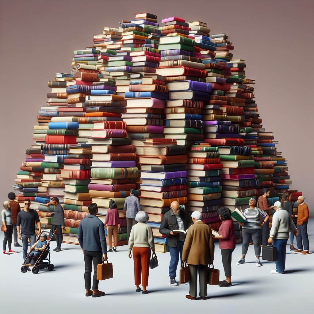 Colorful books stacked high