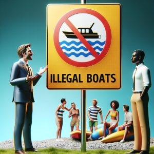 Illegal boats warning sign