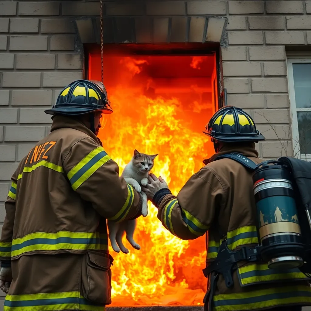 Charleston Firefighters Heroically Save Cat from Apartment Fire