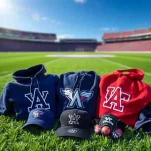 Team logos and gear displayed on a vibrant field.