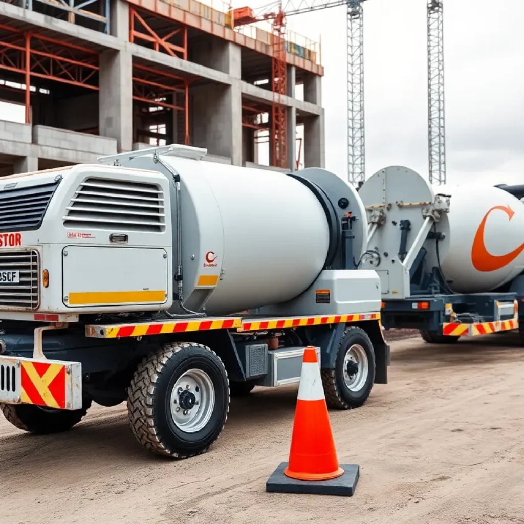 Concrete machinery and construction site