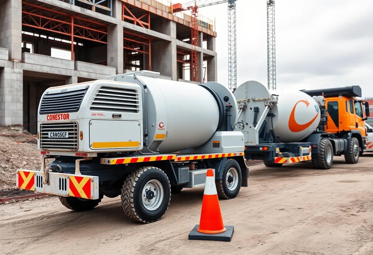 Concrete machinery and construction site