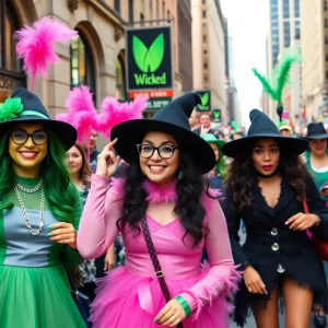 Fans celebrating the Wicked musical in New York City