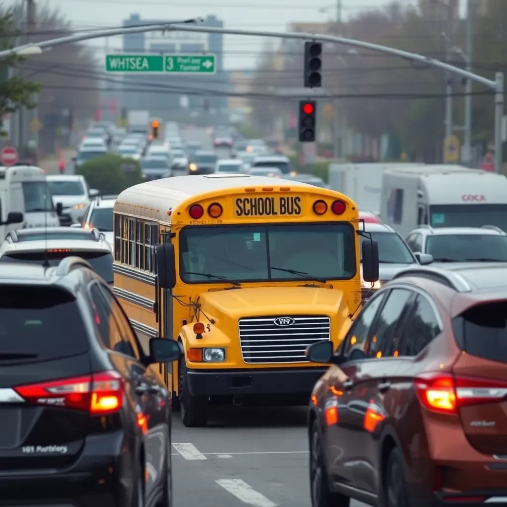 NORTH CHARLESTON: Traffic Chaos After School Bus Collision Injures Nine