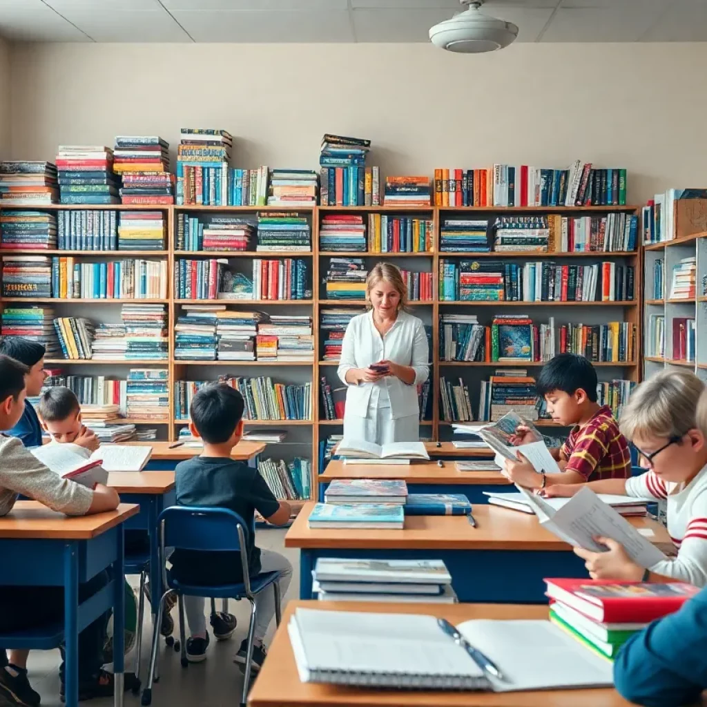 Classroom with diverse educational books