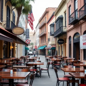 Closed restaurant in Charleston with historic architecture