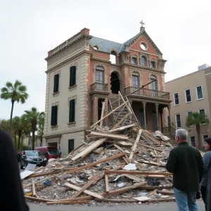 Collapsed historic building in Charleston