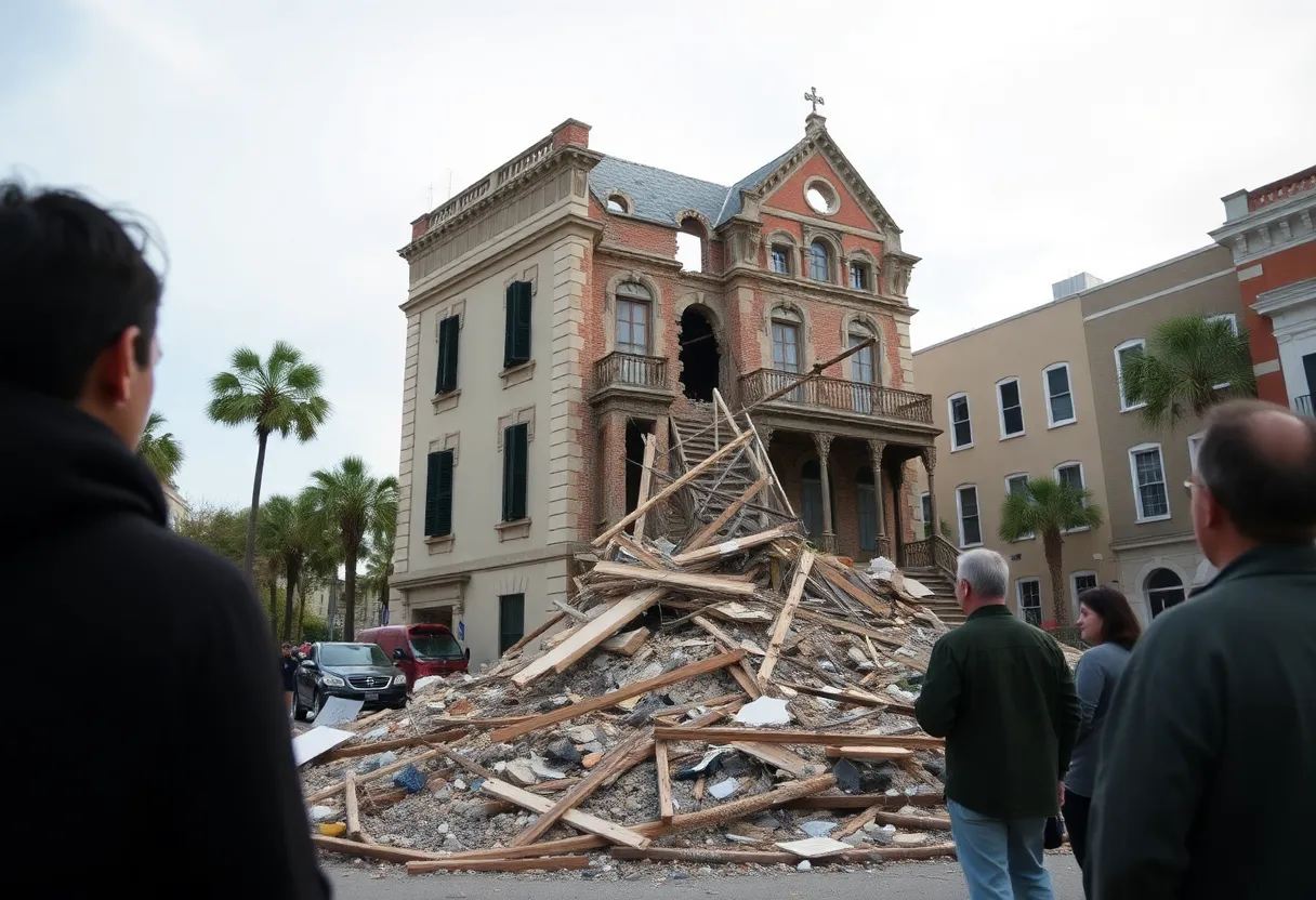 Collapsed historic building in Charleston