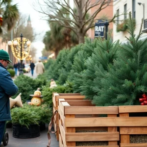 Curbside pickup for Christmas tree disposal in Charleston