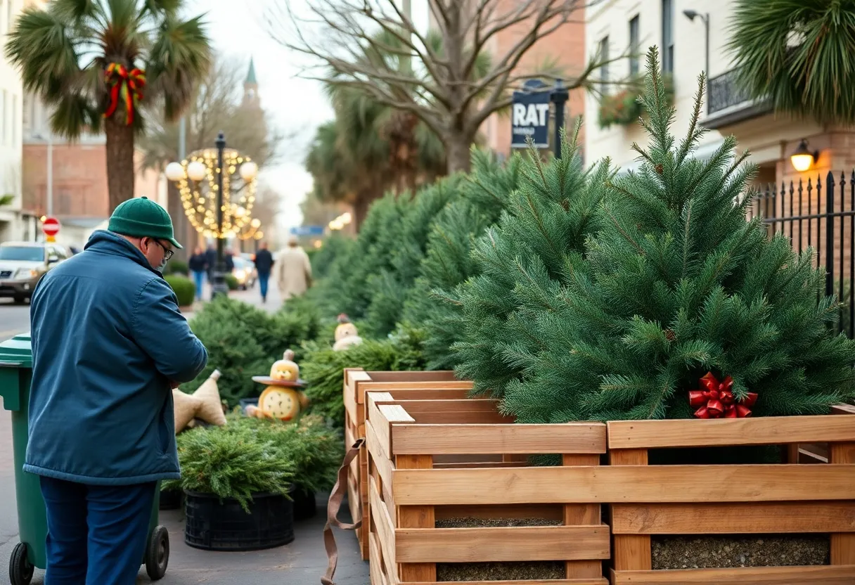 Curbside pickup for Christmas tree disposal in Charleston