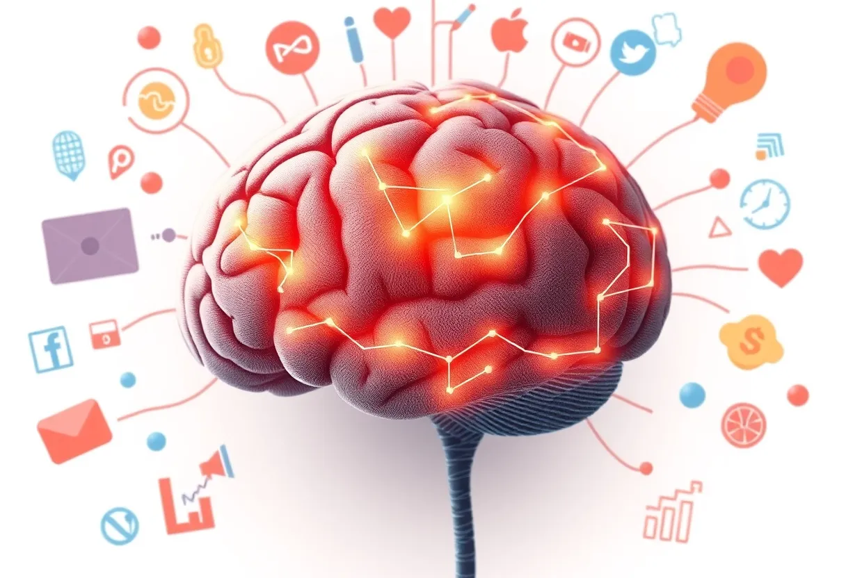 Visual representation of neuromarketing concepts and consumer behavior analysis.