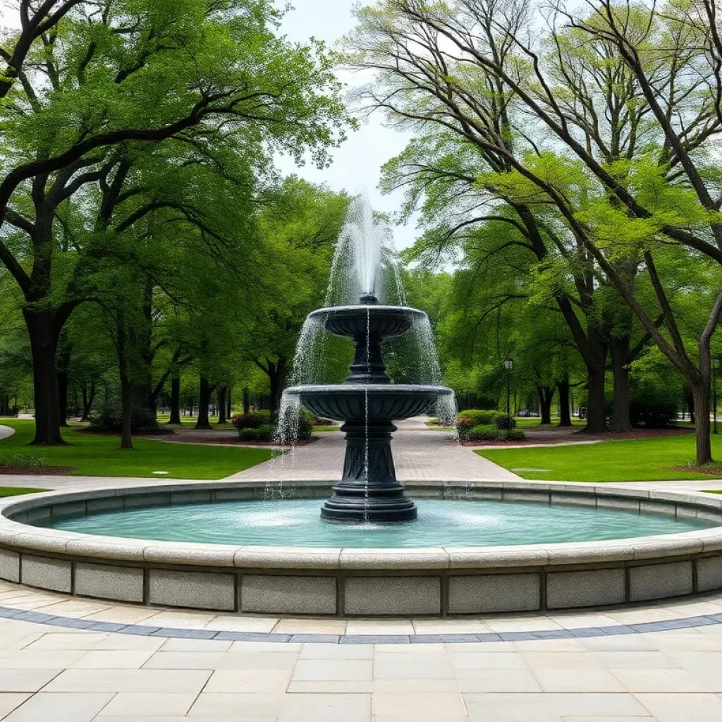 Anson African Burial Memorial with fountain