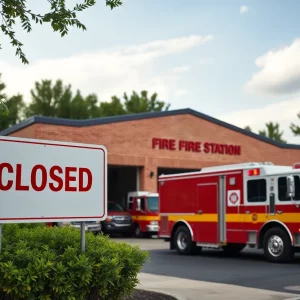 Charleston Fire Station 12 with closed sign