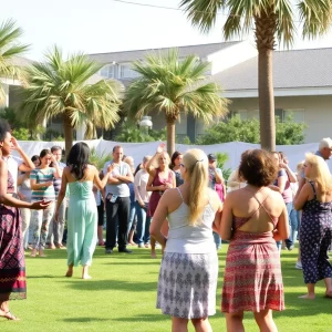 Community participants enjoying healing arts activities in Charleston.