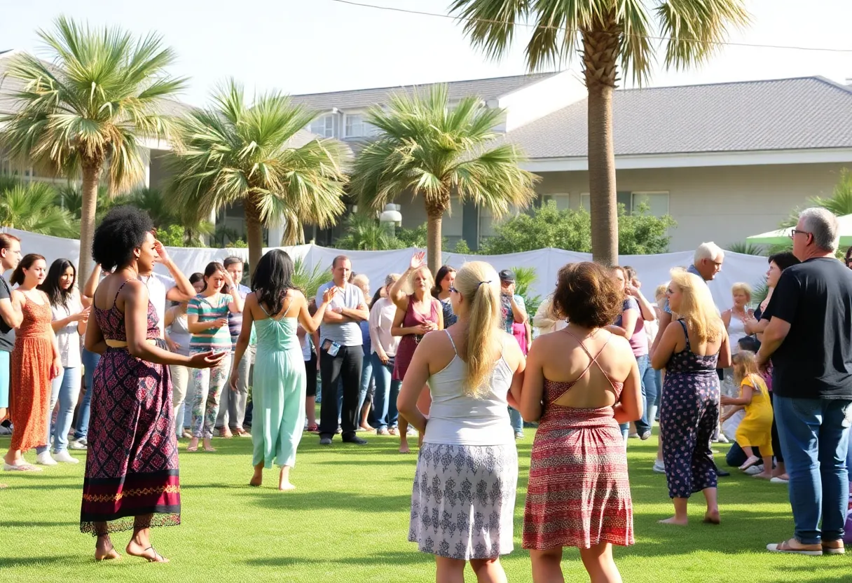 Community participants enjoying healing arts activities in Charleston.