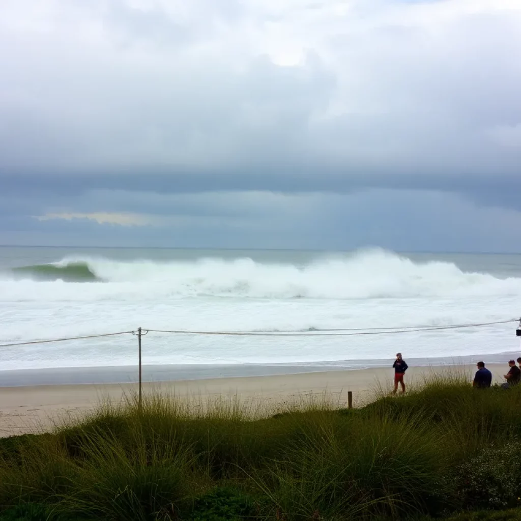 Large waves at Charleston County beach during a high surf advisory