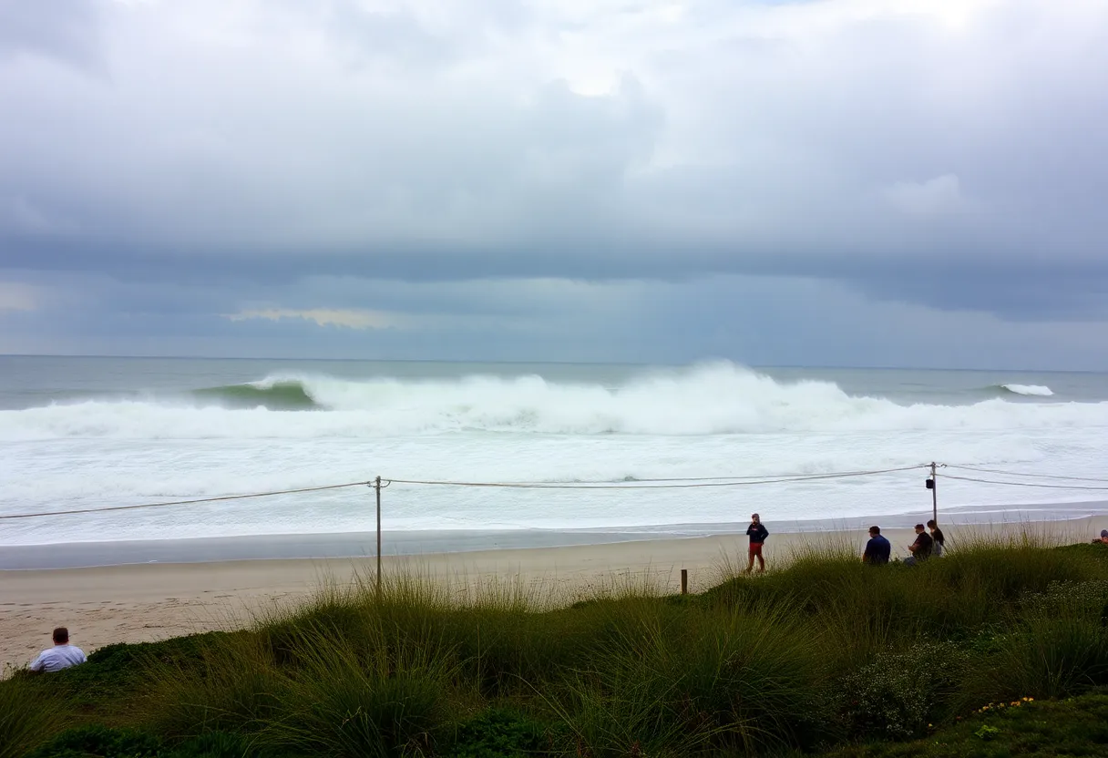 Large waves at Charleston County beach during a high surf advisory