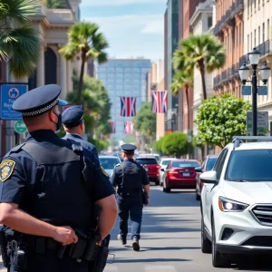 Police officers patrolling King Street in Charleston