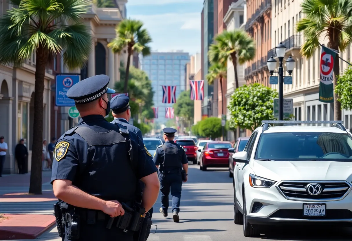 Police officers patrolling King Street in Charleston