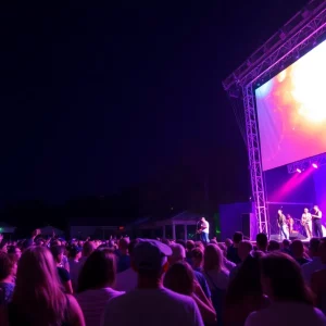 A crowd enjoying a live concert in Charleston