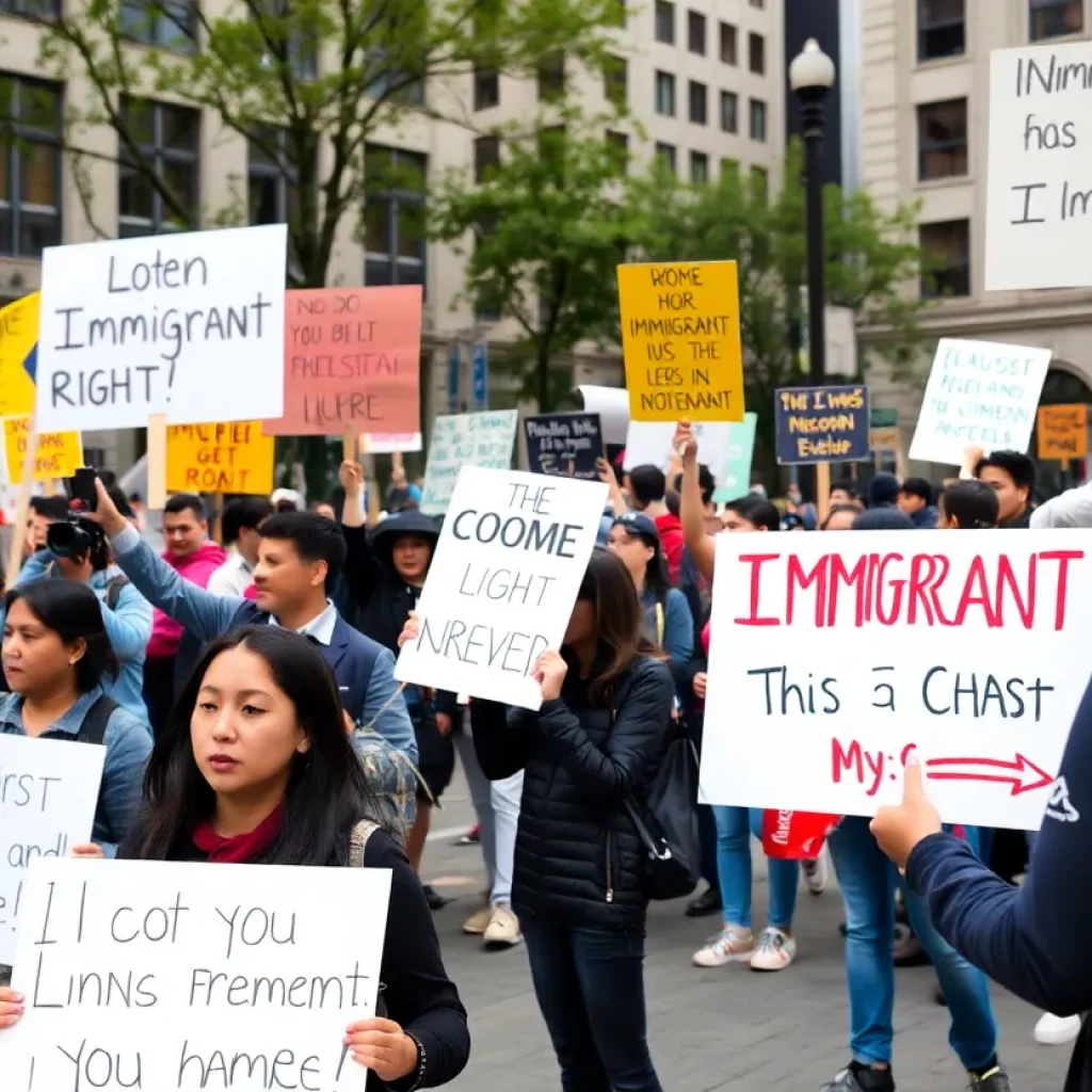 Demonstrators protesting against mass deportations in Charleston