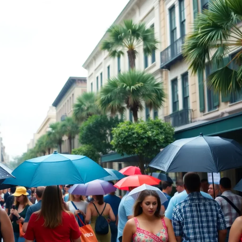 Charleston cityscape during rainy weather