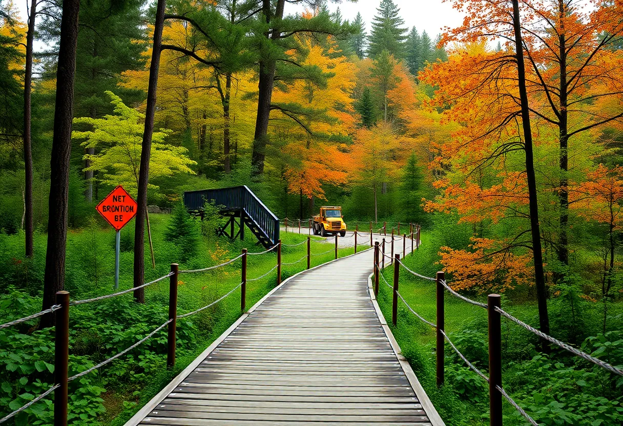 Construction of boardwalk at Congaree National Park