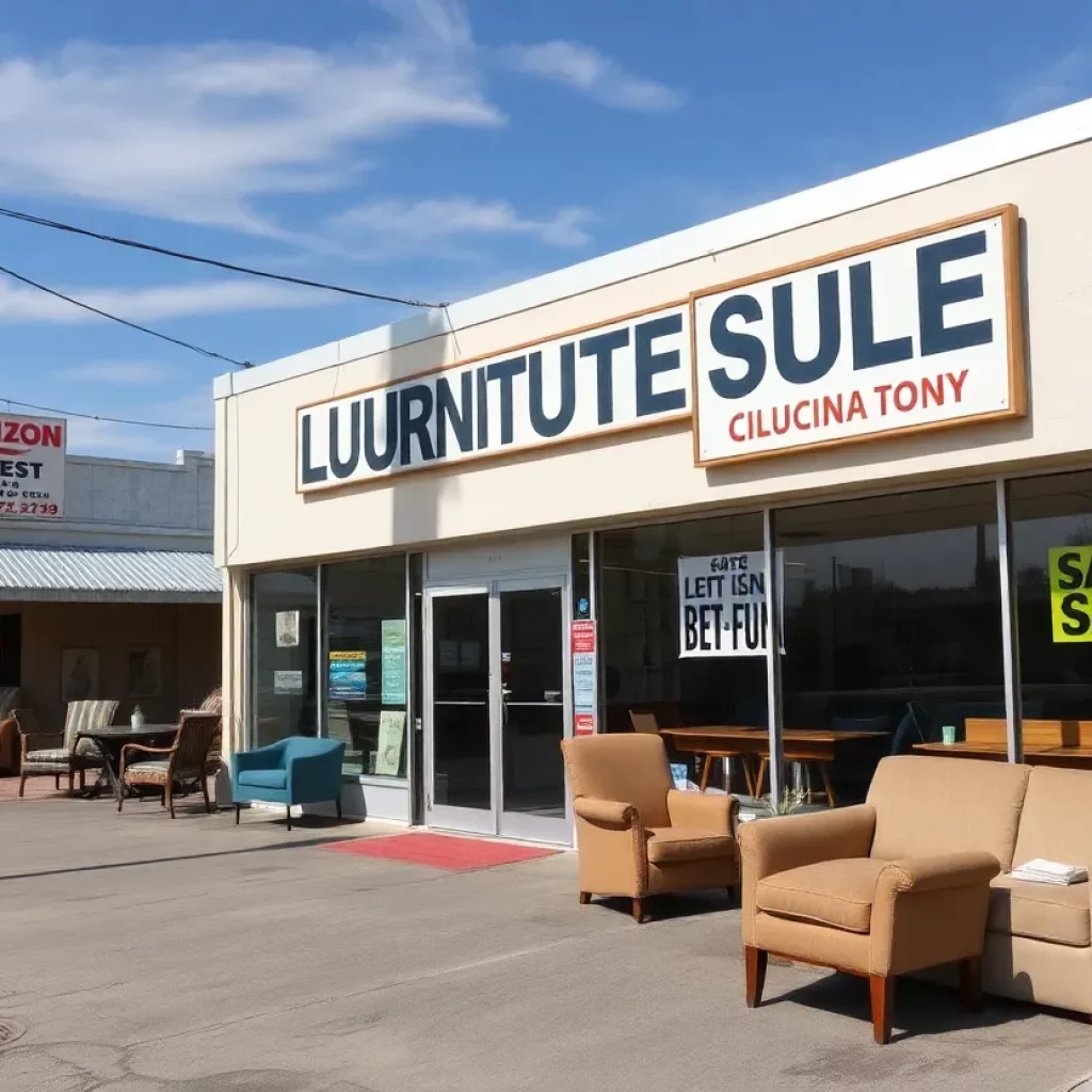 Sign announcing the closure of Dixie Furniture & Mattress in North Charleston, SC