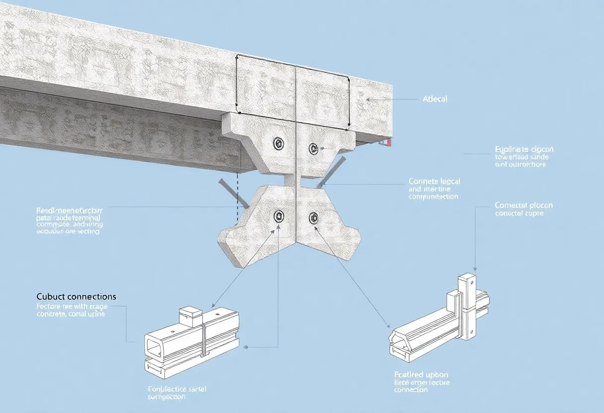 Illustration of double-tee shear connections in precast concrete