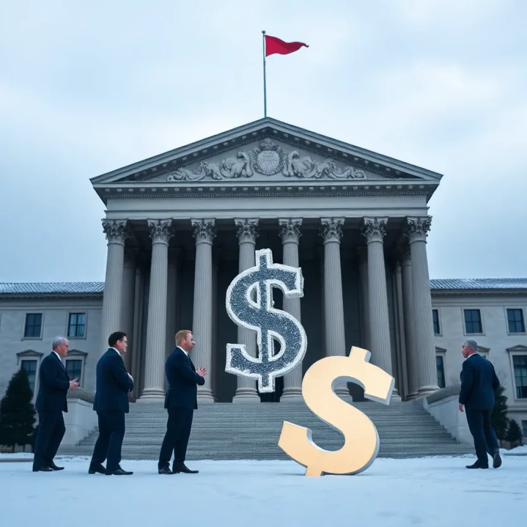 Symbolic image of government building representing federal grants freeze