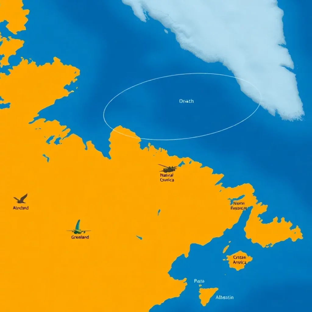 Map showing Greenland's location and strategic significance.