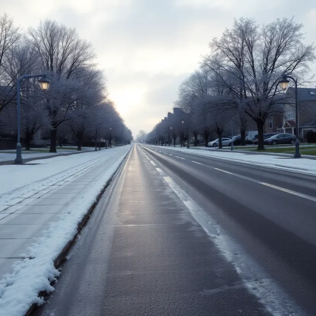 Icy roads in Charleston SC during winter weather